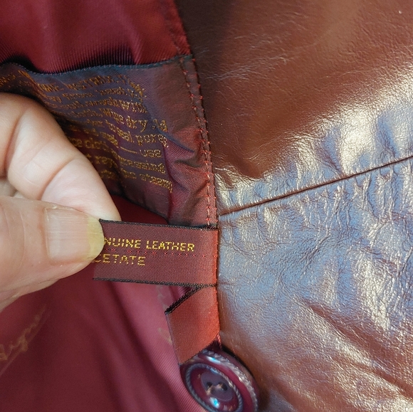 Etienne Aigner Womens Burgundy Genuine Leather Blazer Jacket Size 8 - Picture 9 of 10
